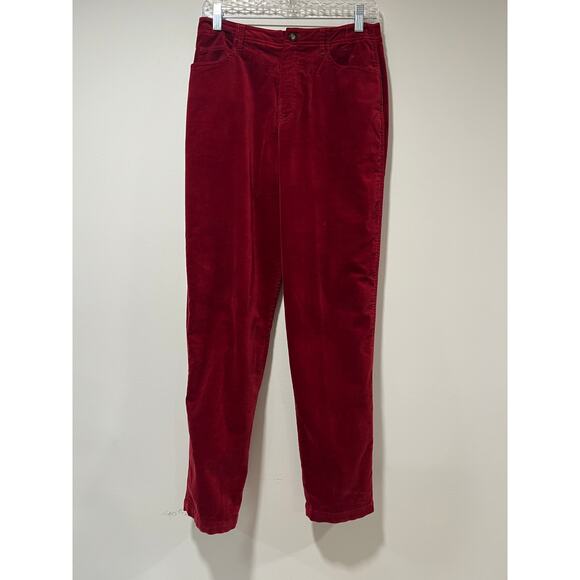 Sigrid Olsen Merlot Red Cotton Velour Jeans w Stretch Straight Fit Size 6 JL - Picture 1 of 8